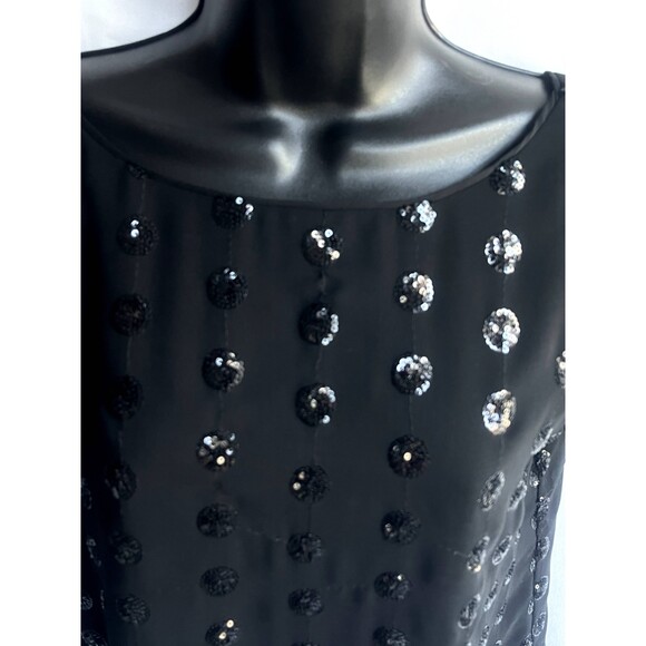 Milly Black Short Sleeve Sequined Dot Tee Scoop Back Blouse Size 2 Party Basics - Picture 3 of 12